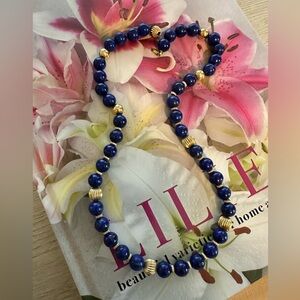 Lapis  and 14k Gold Beaded Necklace